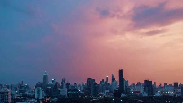 Day and Night Transition Time Lapse of Cityscape and Buildings in Metropolis