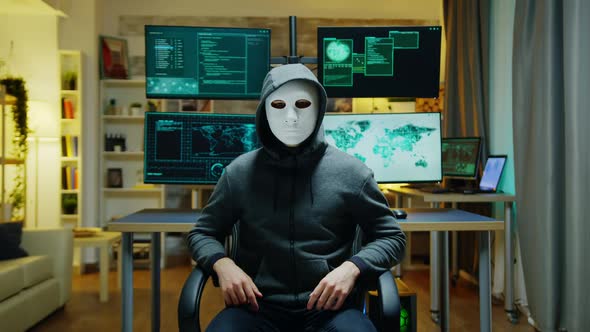 Cyber Criminal Wearing a White Mask Using Augmented Reality