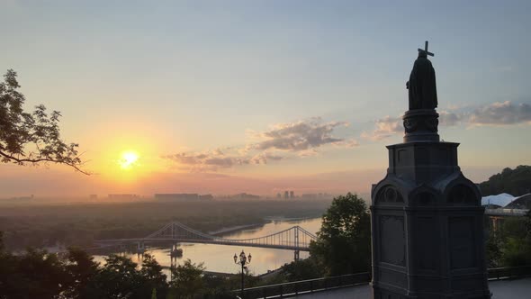 Monument To Vladimir the Great at Dawn in the Morning. Kyiv, Ukraine