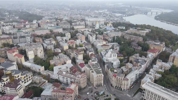 Cityscape of Kyiv, Ukraine. Aerial View, Slow Motion