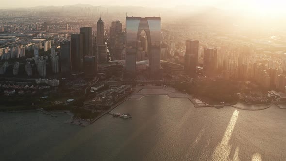 CBD buildings by Jinji Lake in Suzhou