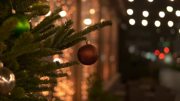 Pine Tree with Red Balls Outdoor