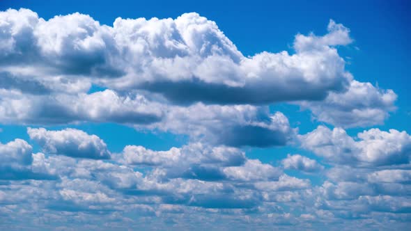 Timelapse of Cumulus Clouds Moving in the Blue Sky