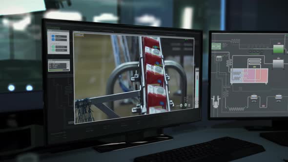 High Tech Panel Displays Information On Manufacturing Process At Factory alt