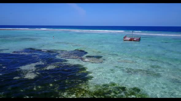 Aerial top view sky of beautiful bay beach time by blue lagoon and white sand background of journey 