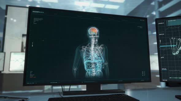 Modern Patient Diagnostic Medical Interface Conducts Health Examination