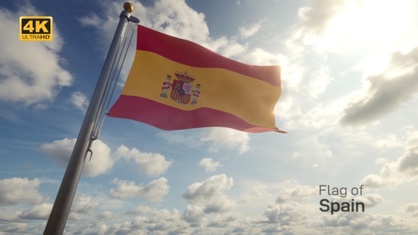 Spain Flag on a Flagpole - 4K