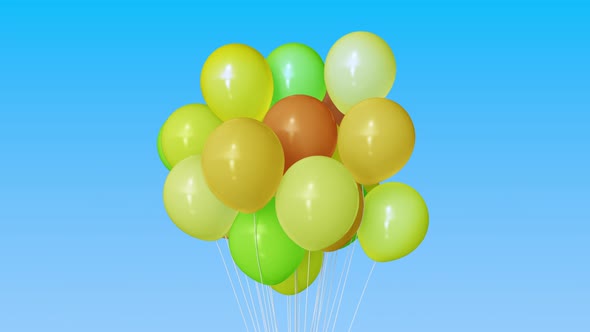 Bunch of Orange and Green Helium Balloons alt