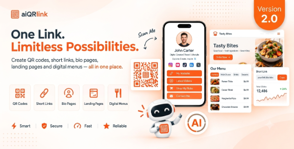 aiQRlink - QR Code, Digital Menu, Landing Page and Bio page Builder SaaS