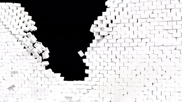 White Brick Wall Break Crack Super Slow Motion 1000 Fps