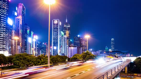 Busy life in Hong Kong city at night