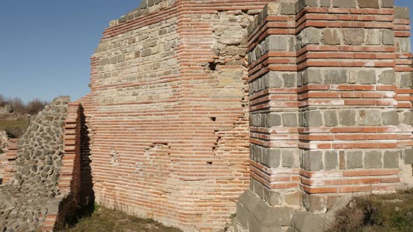 GAMZIGRAD, SERBIA - DECEMBER 25, 2017  Temples and towers inside Felix Romuliana complex built by Ro