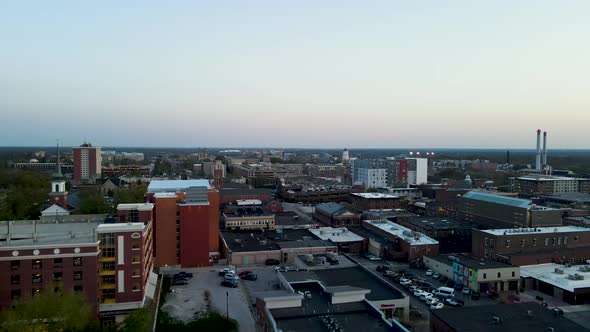 Downtown City Buildings in American Midwest Town of Columbia, Missouri - Aerial