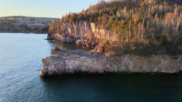 landscape in lake superior north shore aerial view