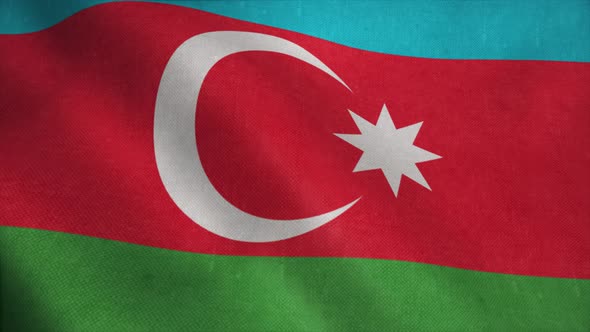 Azerbaijan Flag in Slow Motion Animation Waving in the Wind Realistic