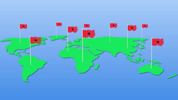 Albanis Flag Wavy Animated On Earth