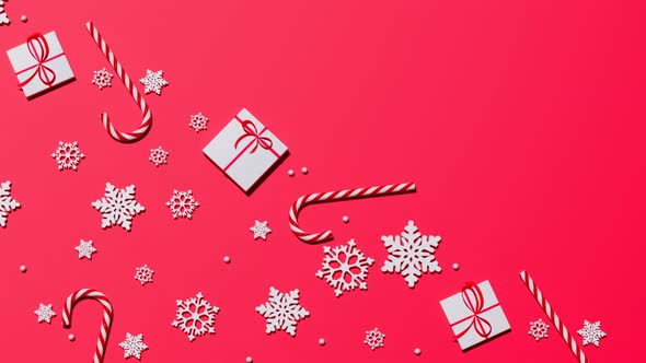 Seamless looping animation of beautiful Christmas sweets and decorations.