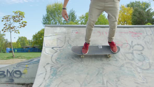 Skating in a skatepark