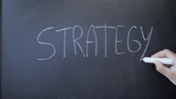 Word Strategy on chalkboard. Marketing concept. Business