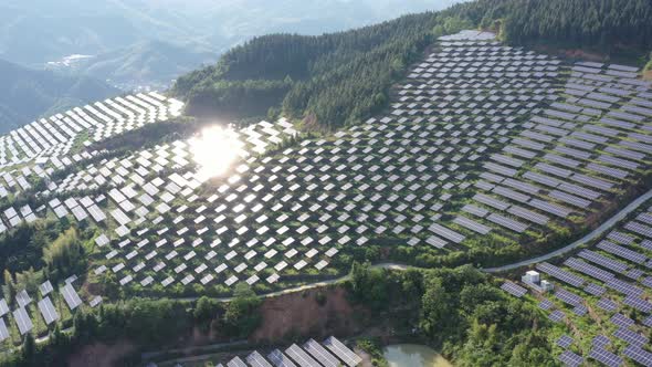 Solar power station in montain