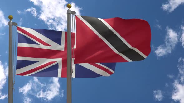 United Kingdom Flag Vs Trinidad And Tobago Flag On Flagpole