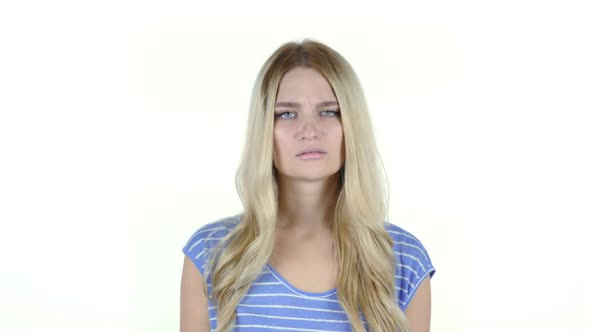 Shocked woman ,  Girl Gesture of disaster, White Background