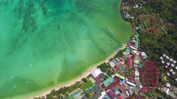 Aerial view of Phi Phi, Maya beach with Andaman sea in Phuket.Thailand