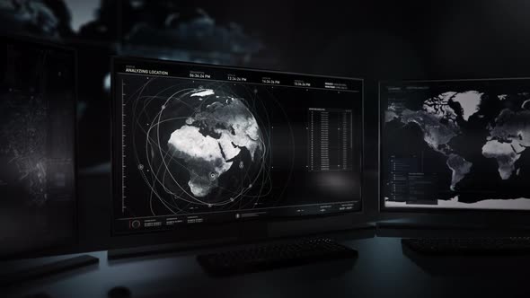 Software is tracking the position of the terrorist forces on the earth map alt