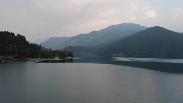 Ravishing finest turquoise glow of lake Ledro in valley Ledro in Trentino,Italy.