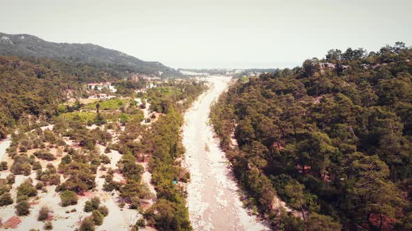 Droughted river in mountain gorge