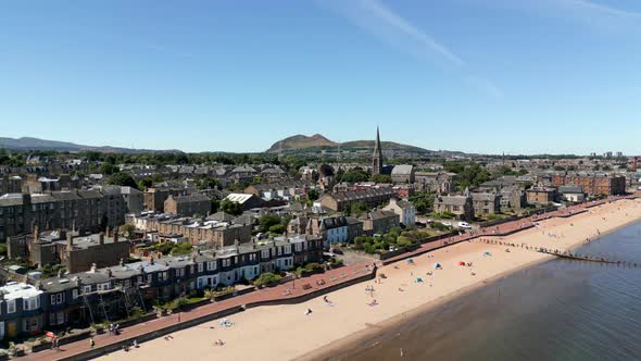 Portobello Beach Edinburgh Scotland Uk 4k Aerial