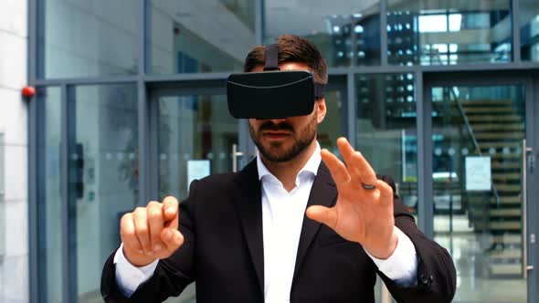 Businessman using reality virtual headset