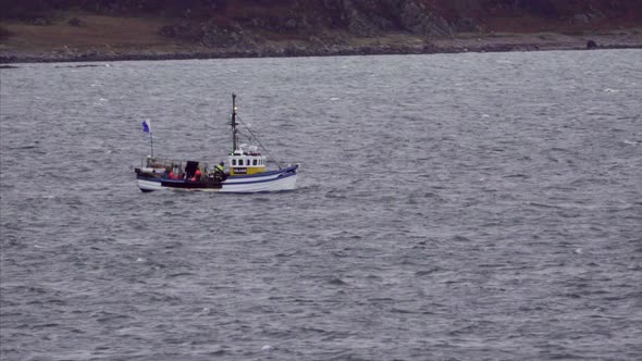 Boat Sailing in the Isle of Islay in Scotland