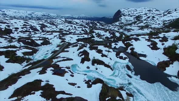 Ryfylke mountain tourist road, aerial footage