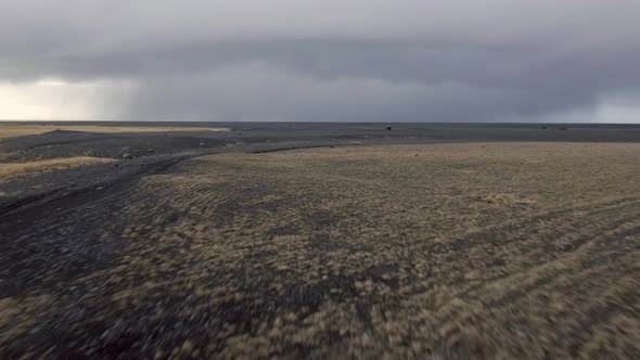 Winter desolate landscape aerial view in Iceland