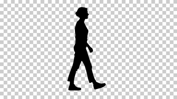 Silhouette Woman walking,, Alpha Channel