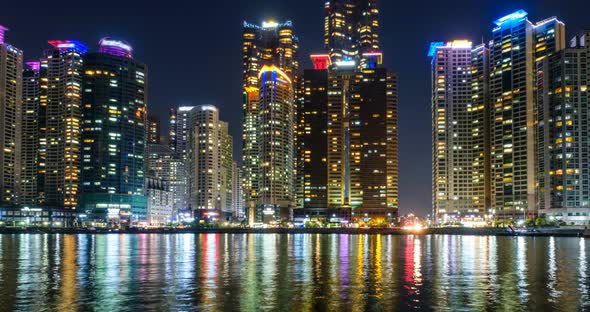 Busan Marina City Skyscrapers Illluminated in Night