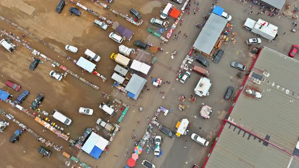 Roof Top Multiple Colour Flea Markets Aerial View in Englishtown NJ USA