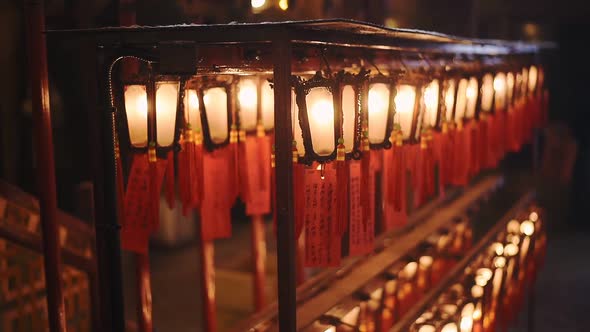 Written Prayers Hanged In Lanterns In Man Mo Temple, Sheung Wan, Hong Kong Island, Hong Kong - wide 