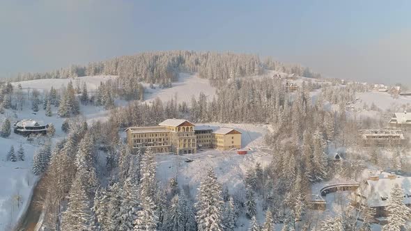 Beautiful Scenery Of Zakopane Town During Winter Season In South Poland. aerial