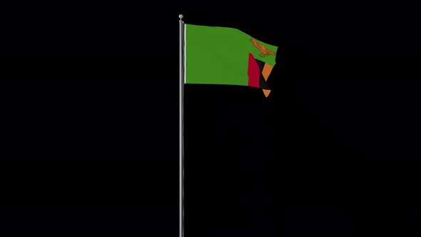 Zambia Flag Pole Loops With Alpha