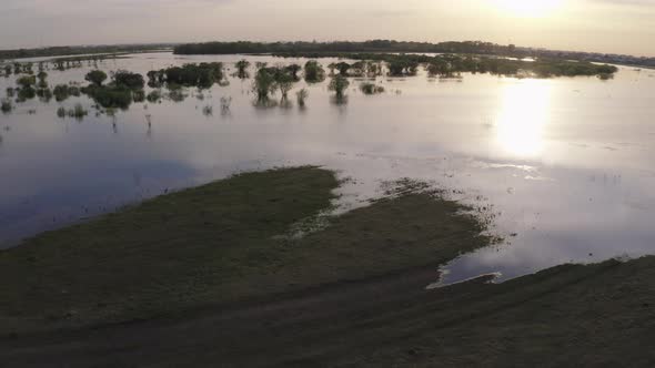 Aerial Drone Footage of High Water in Spring Time