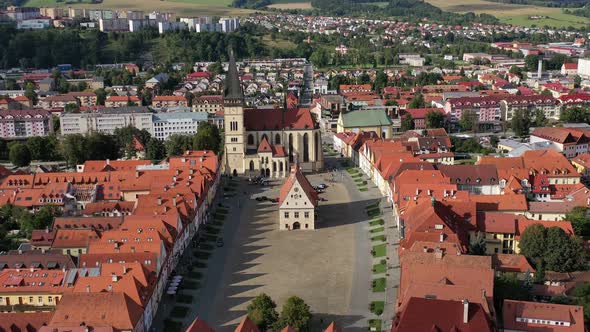 Aerial view of the beautiful city of Bardejov in Slovakia