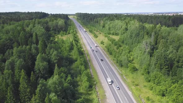 Top View Of Highway In Forest