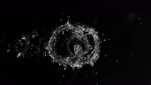 Super Slow Motion Shot of Splashing Water on Black Background at 1000Fps