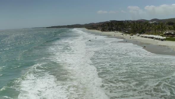 Waves Crashing on Exotic Beach in Puerto Vallarta, Mexico - Aerial