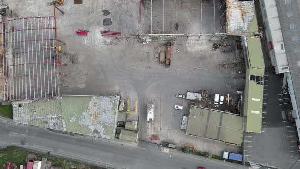 Burned Thorntons Recycle And Waste Company Warehouse Getting Rebuild At Dublin, Ireland - aerial top