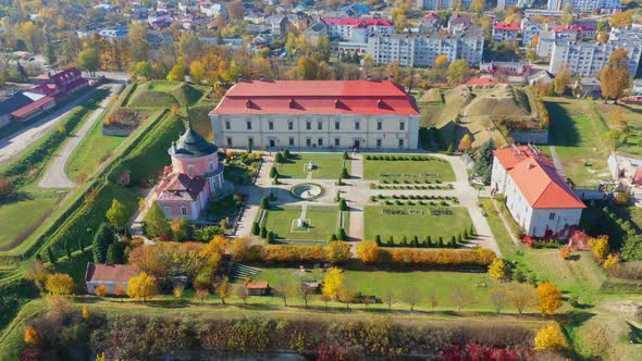 Aerial View Drone Video of Zolochiv Castle in Lviv Region, Ukraine