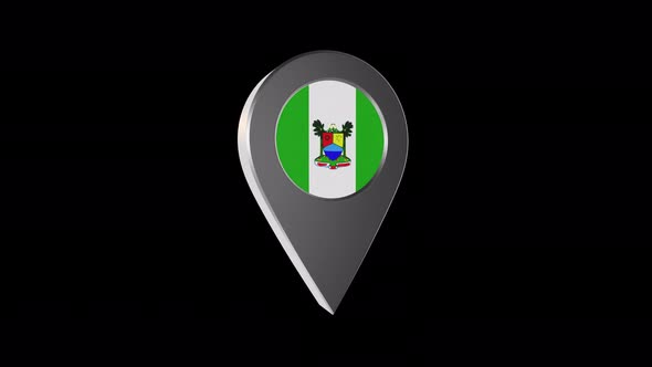 3d Animation Map Navigation Pointer With Flag Of Lagos (Nigeria) With Alpha Channel - 4K