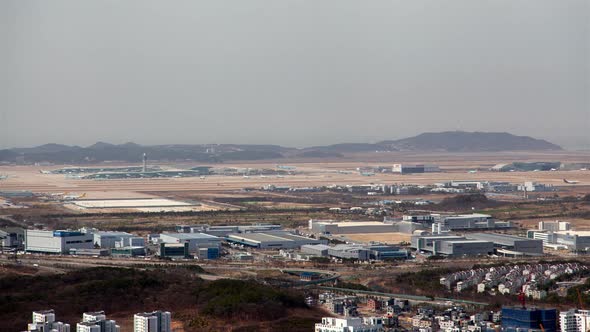 Aerial View of Korea Airport Incheon Cityscape